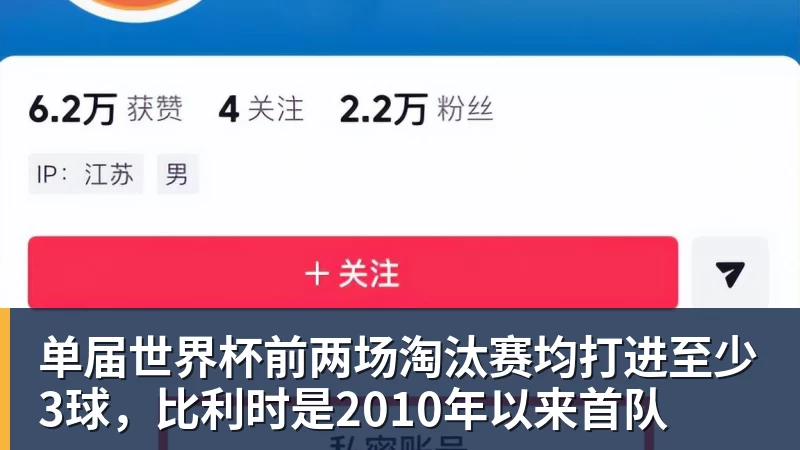 单届世界杯前两场淘汰赛均打进至少3球，比利时是2010年以来首队